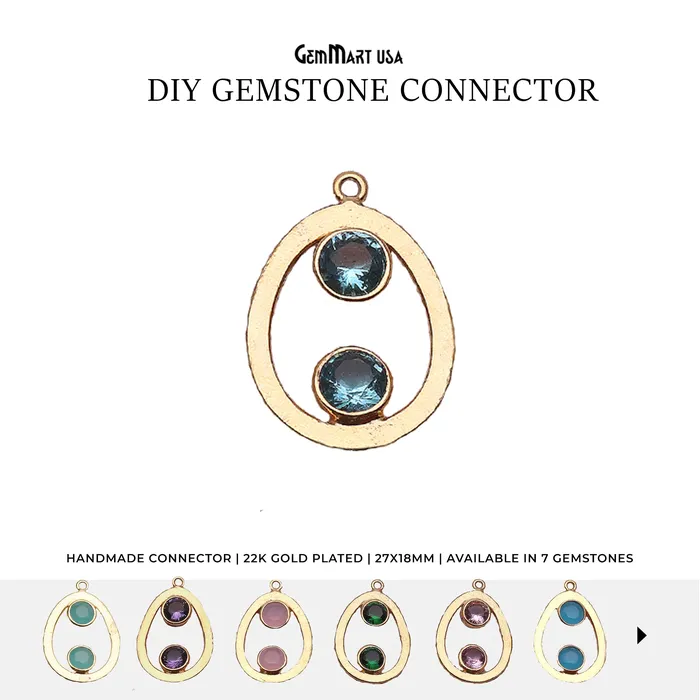 GemmartUSA PreStyled Sets DIY Double Gemstone Gold Plated Chandelier Connector 1PC GemmartUSA PreStyled Sets DIY Double Gemstone Gold Plated Chandelier Connector 1PC