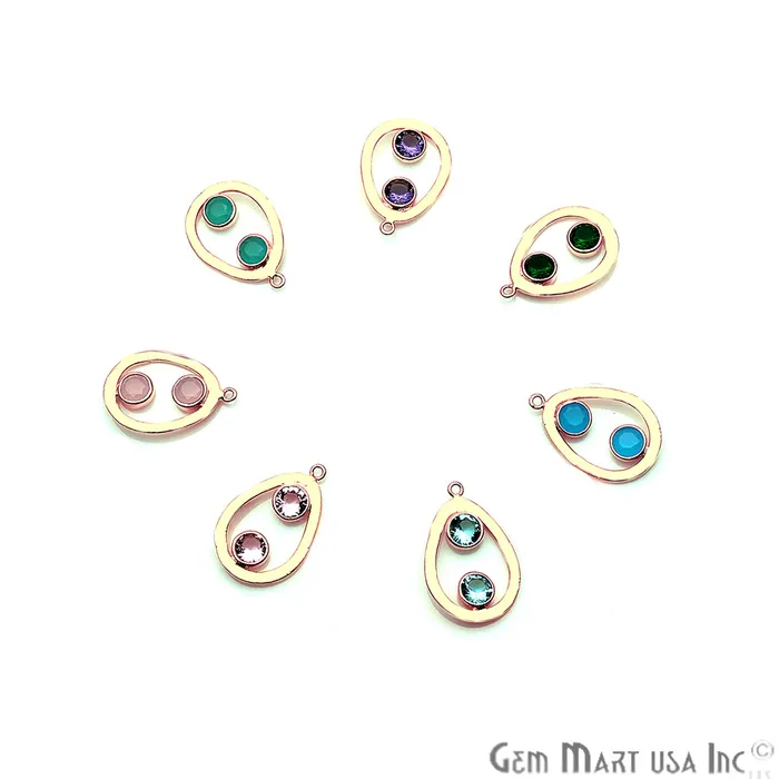 GemmartUSA PreStyled Sets DIY Double Gemstone Gold Plated Chandelier Connector 1PC