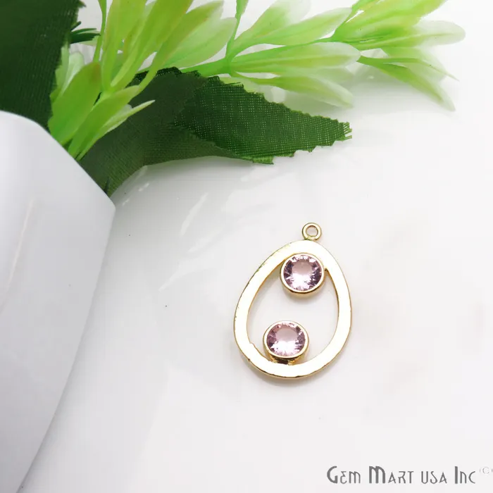 GemmartUSA PreStyled Sets DIY Double Gemstone Gold Plated Chandelier Connector 1PC