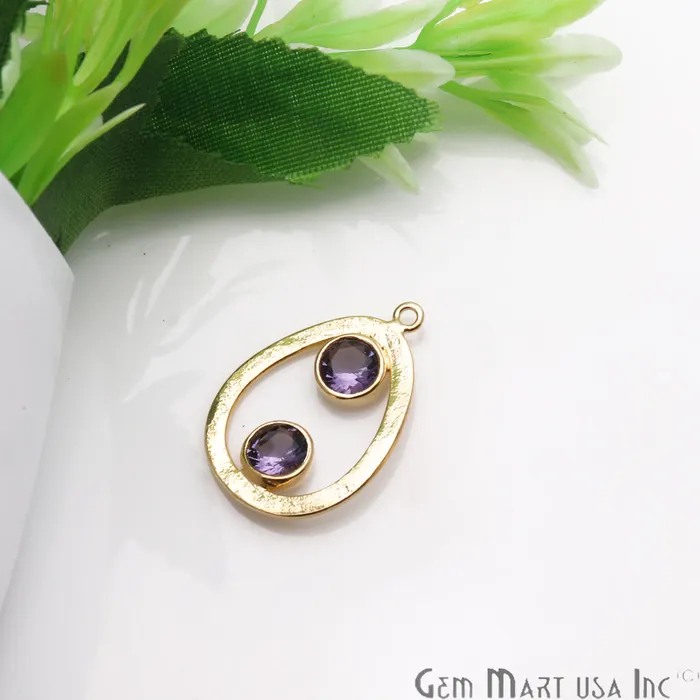 GemmartUSA PreStyled Sets DIY Double Gemstone Gold Plated Chandelier Connector 1PC