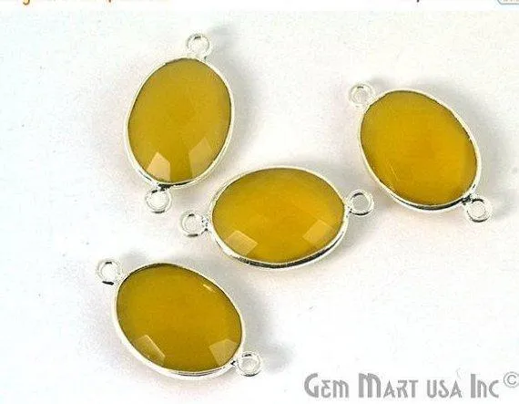 GemMartUSA Rings Oval 12x16mm Double Bail Gemstone Silver Bezel Connector