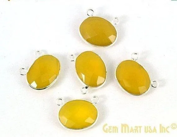 GemMartUSA Rings Oval 12x16mm Double Bail Gemstone Silver Bezel Connector