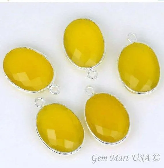GemMartUSA Rings Oval 12x16mm Double Bail Gemstone Silver Bezel Connector