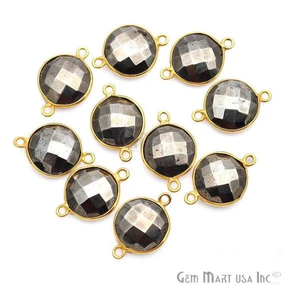 GemMartUSA Rings Round 12mm Double Bail Gold Bezel Gemstone Connector GemMartUSA Rings Round 12mm Double Bail Gold Bezel Gemstone Connector