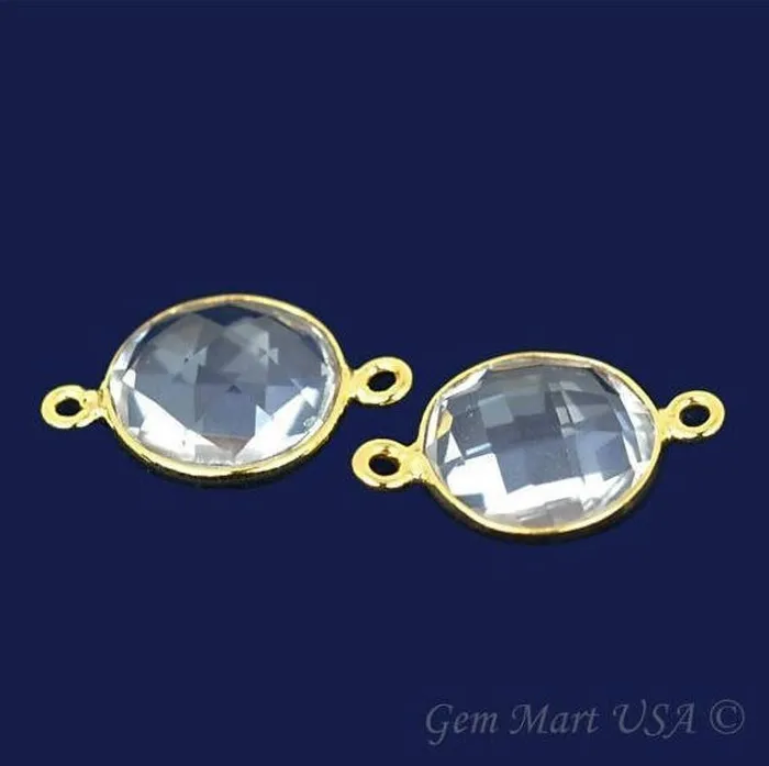 GemMartUSA Rings Round 12mm Double Bail Gold Bezel Gemstone Connector GemMartUSA Rings Round 12mm Double Bail Gold Bezel Gemstone Connector