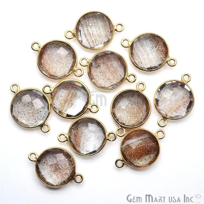 GemMartUSA Rings Round 12mm Double Bail Gold Bezel Gemstone Connector GemMartUSA Rings Round 12mm Double Bail Gold Bezel Gemstone Connector