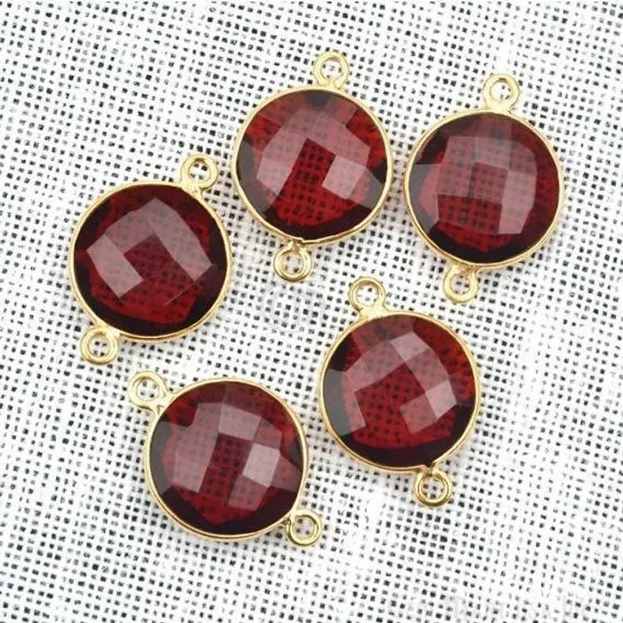 GemMartUSA Rings Round 12mm Double Bail Gold Bezel Gemstone Connector GemMartUSA Rings Round 12mm Double Bail Gold Bezel Gemstone Connector
