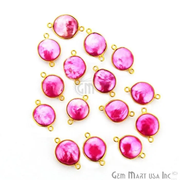 GemMartUSA Rings Round 12mm Double Bail Gold Bezel Gemstone Connector GemMartUSA Rings Round 12mm Double Bail Gold Bezel Gemstone Connector