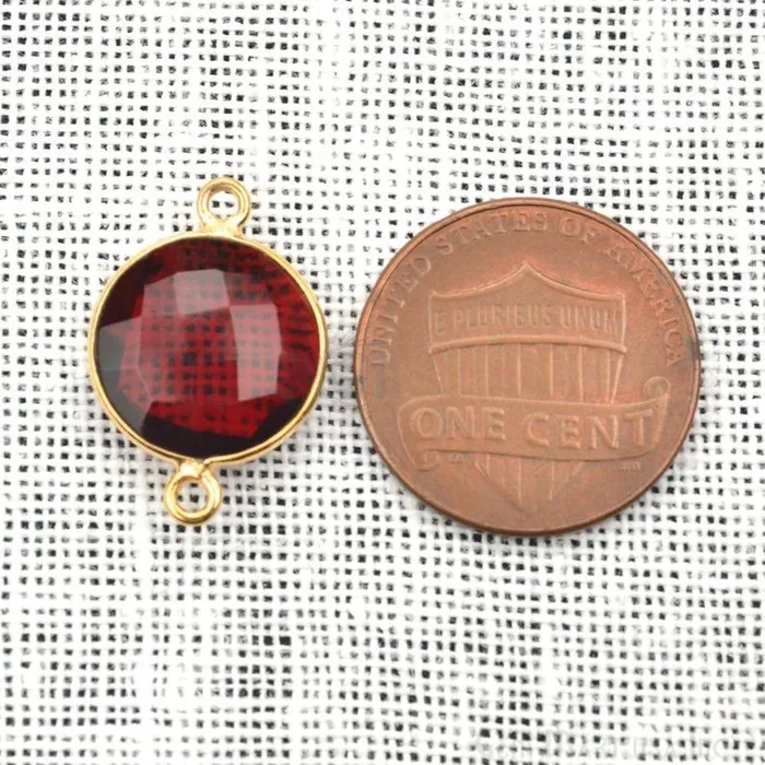 GemMartUSA Rings Round 12mm Double Bail Gold Bezel Gemstone Connector GemMartUSA Rings Round 12mm Double Bail Gold Bezel Gemstone Connector