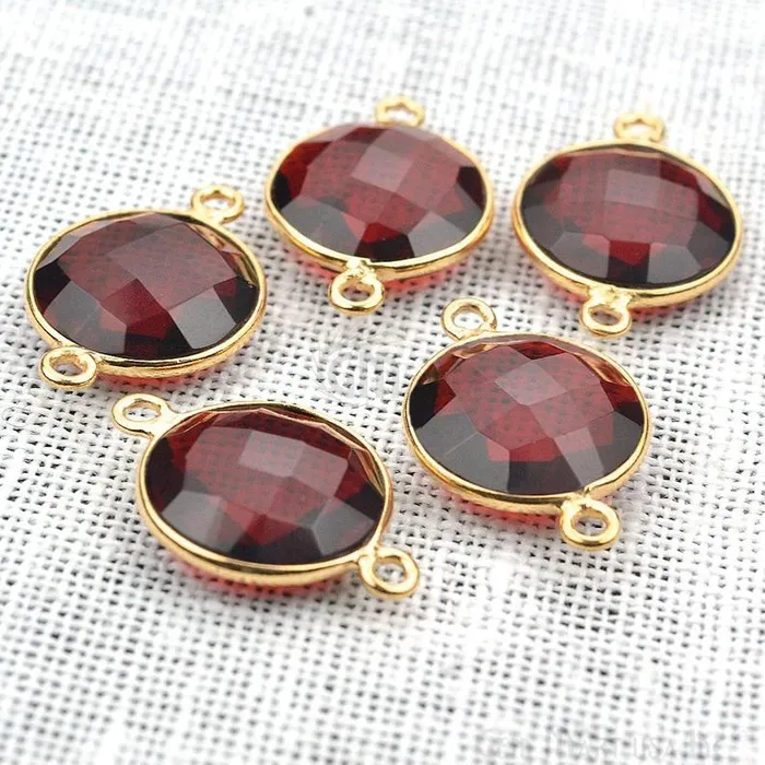 GemMartUSA Rings Round 12mm Double Bail Gold Bezel Gemstone Connector GemMartUSA Rings Round 12mm Double Bail Gold Bezel Gemstone Connector