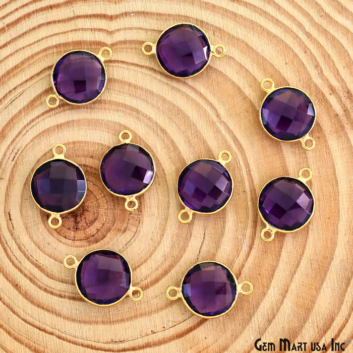 GemMartUSA Rings Round 12mm Double Bail Gold Bezel Gemstone Connector GemMartUSA Rings Round 12mm Double Bail Gold Bezel Gemstone Connector