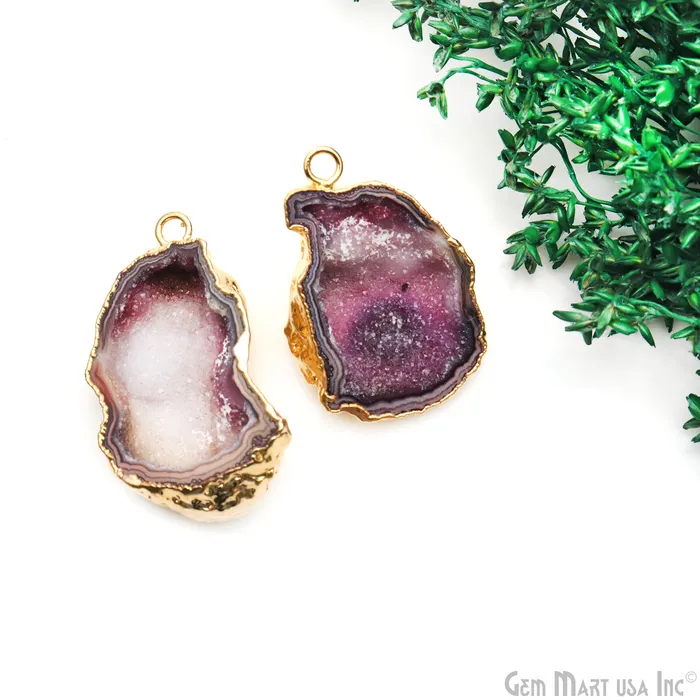 Geode Druzy 40x20mm Organic Gold Electroplated Single Bail Gemstone Earring Connector 1 Pair GemMartUSA Earrings Geode Druzy 40x20mm Organic Gold Electroplated Single Bail Gemstone Earring Connector 1 Pair GemMartUSA Earrings