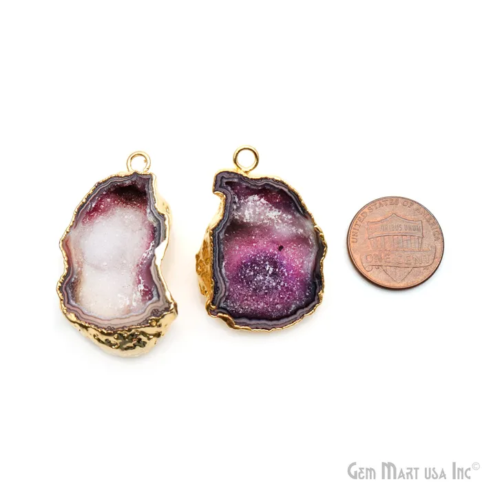 Geode Druzy 40x20mm Organic Gold Electroplated Single Bail Gemstone Earring Connector 1 Pair GemMartUSA Earrings Geode Druzy 40x20mm Organic Gold Electroplated Single Bail Gemstone Earring Connector 1 Pair GemMartUSA Earrings