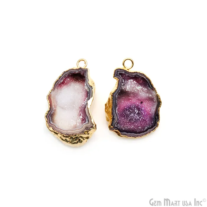 Geode Druzy 40x20mm Organic Gold Electroplated Single Bail Gemstone Earring Connector 1 Pair GemMartUSA Earrings Geode Druzy 40x20mm Organic Gold Electroplated Single Bail Gemstone Earring Connector 1 Pair GemMartUSA Earrings