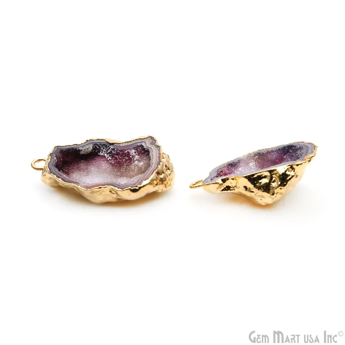 Geode Druzy 40x20mm Organic Gold Electroplated Single Bail Gemstone Earring Connector 1 Pair GemMartUSA Earrings Geode Druzy 40x20mm Organic Gold Electroplated Single Bail Gemstone Earring Connector 1 Pair GemMartUSA Earrings