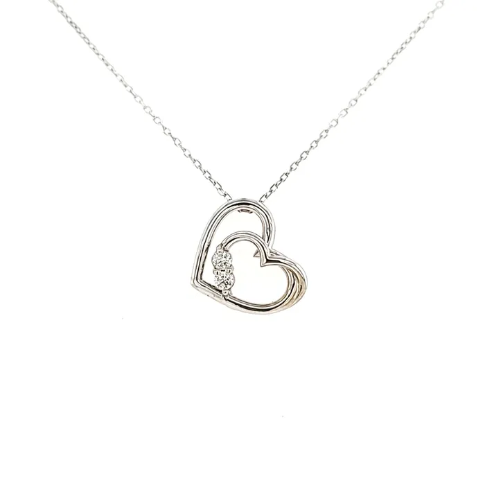 Grandeur Creations Necklaces 14k White Gold Swirl Diamond Heart Necklace I6987