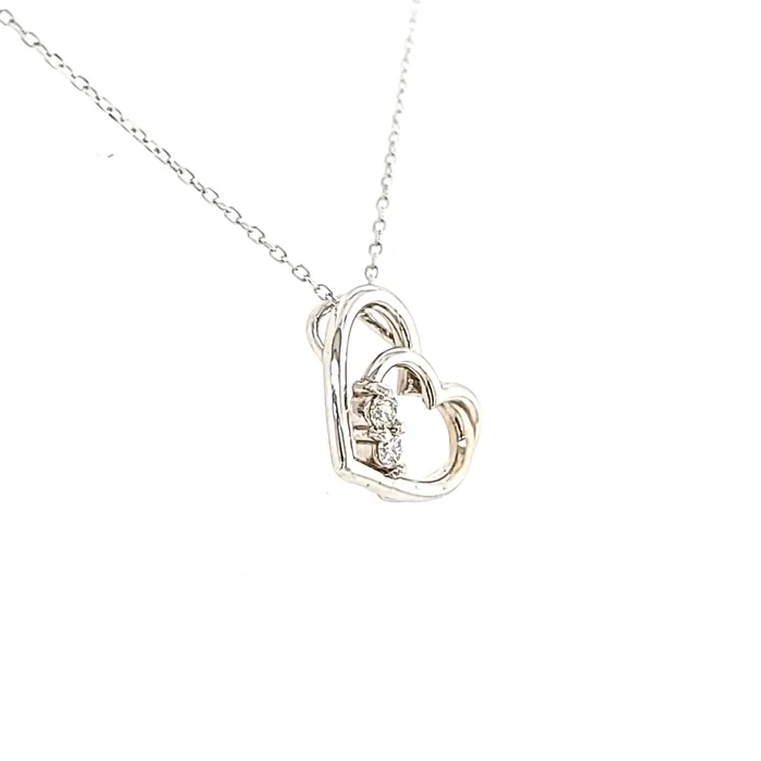 Grandeur Creations Necklaces 14k White Gold Swirl Diamond Heart Necklace I6987