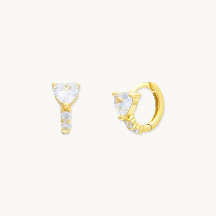 Heart Sapphire Huggie Hoops Earrings Camile Stone Earrings