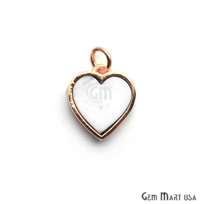 Howlite Heart 12mm Gold Plated Single Bail Love Pendant GemMartUSA Necklaces Howlite Heart 12mm Gold Plated Single Bail Love Pendant GemMartUSA Necklaces