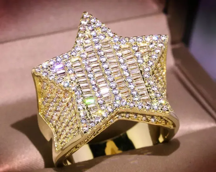 Iced out ring Star Ring Iced Star Ring Gold Star Ring Minx London Rings