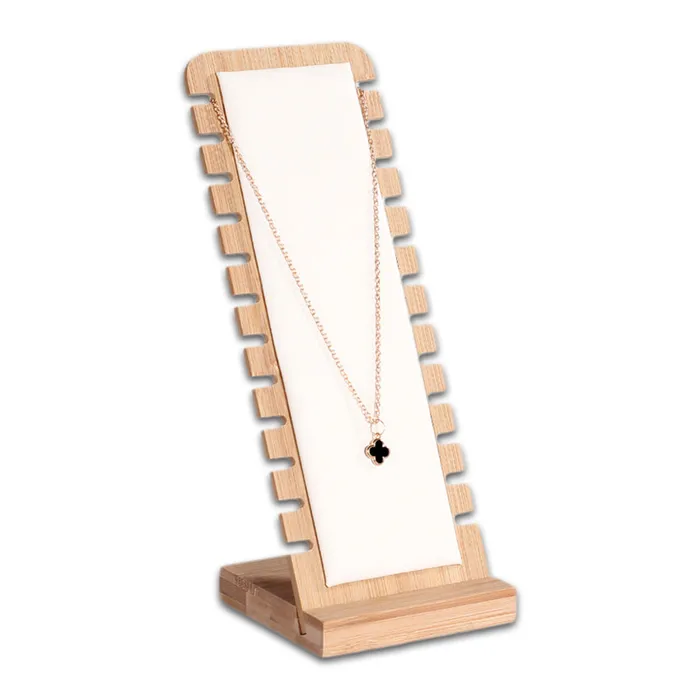 JPIDisplay Necklaces 10 x 25cm White Leatherette Bamboo Necklace Jewelry Display JPIDisplay Necklaces 10 x 25cm White Leatherette Bamboo Necklace Jewelry Display