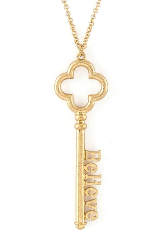 LA Jewelry Plaza Believe Key Pendant Necklace Set Necklaces