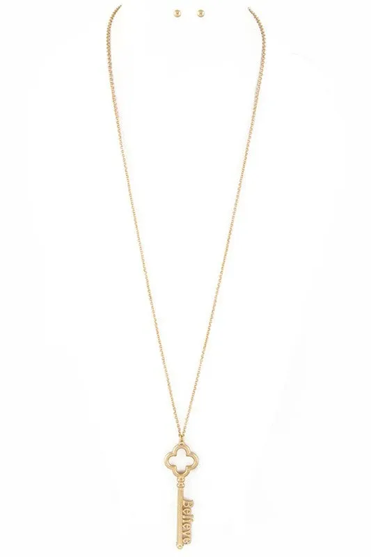 LA Jewelry Plaza Believe Key Pendant Necklace Set Necklaces LA Jewelry Plaza Believe Key Pendant Necklace Set Necklaces
