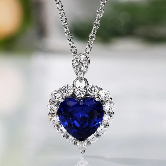 Lab Diamonds London Necklaces Sapphire Blue Diamond Heart Necklace Womens Diamond Necklace Sapphire Blue Diamond Necklace Blue Diamond Pendant Heart Necklace