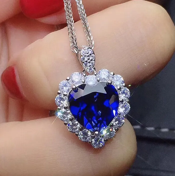 Lab Diamonds London Necklaces Sapphire Blue Diamond Heart Necklace Womens Diamond Necklace Sapphire Blue Diamond Necklace Blue Diamond Pendant Heart Necklace