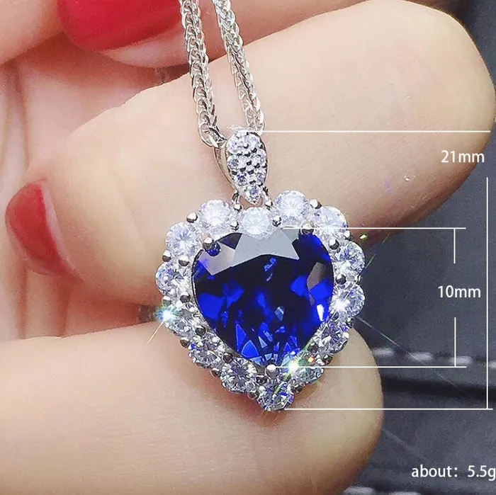 Lab Diamonds London Necklaces Sapphire Blue Diamond Heart Necklace Womens Diamond Necklace Sapphire Blue Diamond Necklace Blue Diamond Pendant Heart Necklace