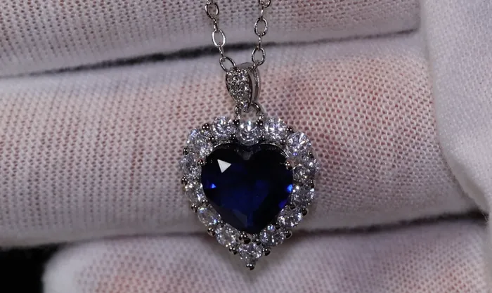Lab Diamonds London Necklaces Sapphire Blue Diamond Heart Necklace Womens Diamond Necklace Sapphire Blue Diamond Necklace Blue Diamond Pendant Heart Necklace