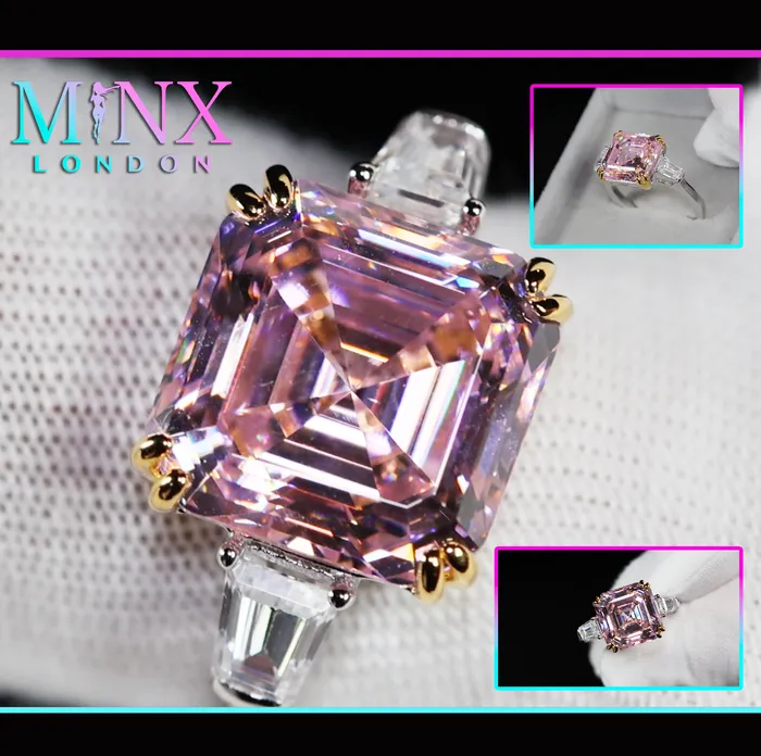 Lab Diamonds London Rings 1000ct Pink Lab Diamond Ring Womens Pink Asscher Cut Diamond Ring