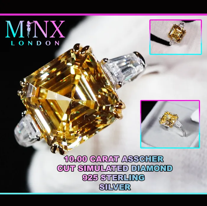 Lab Diamonds London Rings 1000ct Womens Yellow Lab Grown Diamond Ring Yellow Asscher Cut Diamond Ring
