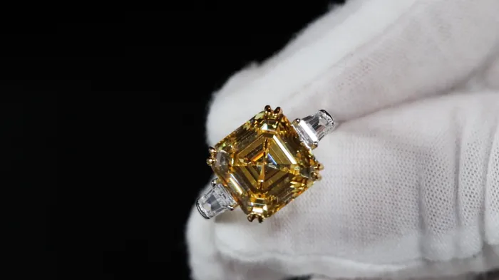 Lab Diamonds London Rings 1000ct Womens Yellow Lab Grown Diamond Ring Yellow Asscher Cut Diamond Ring