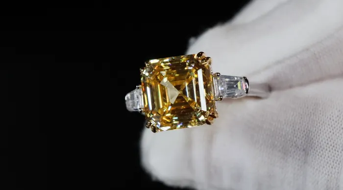 Lab Diamonds London Rings 1000ct Womens Yellow Lab Grown Diamond Ring Yellow Asscher Cut Diamond Ring