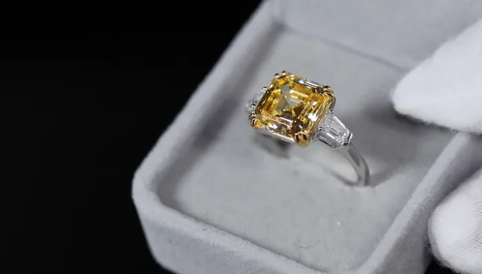 Lab Diamonds London Rings 1000ct Womens Yellow Lab Grown Diamond Ring Yellow Asscher Cut Diamond Ring