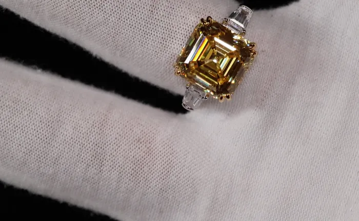 Lab Diamonds London Rings 1000ct Womens Yellow Lab Grown Diamond Ring Yellow Asscher Cut Diamond Ring