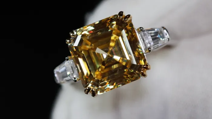Lab Diamonds London Rings 1000ct Womens Yellow Lab Grown Diamond Ring Yellow Asscher Cut Diamond Ring