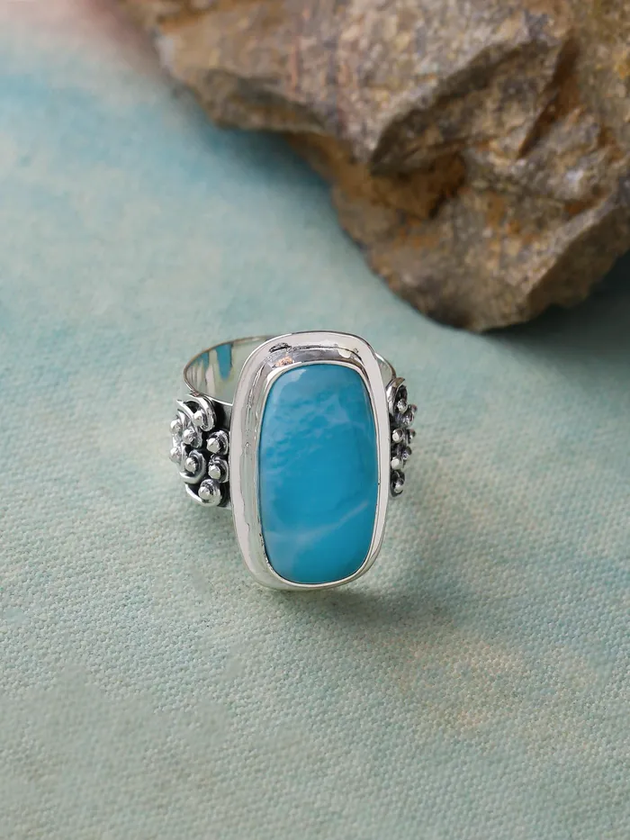 Larimar Stone Solid 925 Sterling Silver Gemstone Ring YoTreasure Rings
