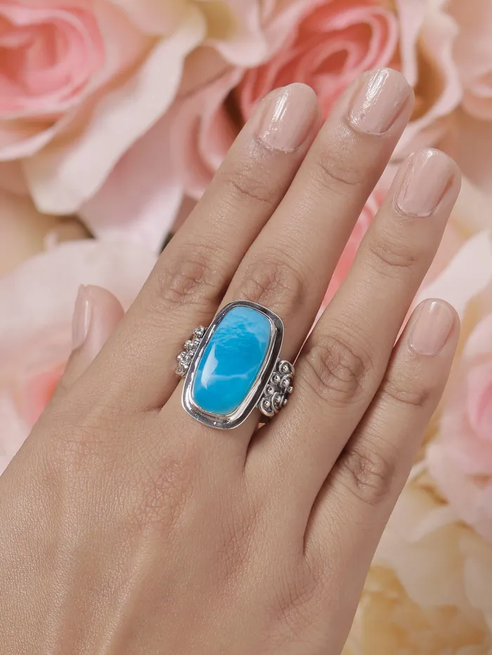Larimar Stone Solid 925 Sterling Silver Gemstone Ring YoTreasure Rings