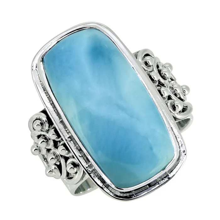 Larimar Stone Solid 925 Sterling Silver Gemstone Ring YoTreasure Rings