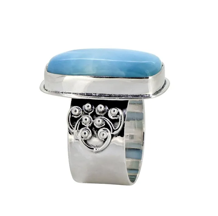 Larimar Stone Solid 925 Sterling Silver Gemstone Ring YoTreasure Rings