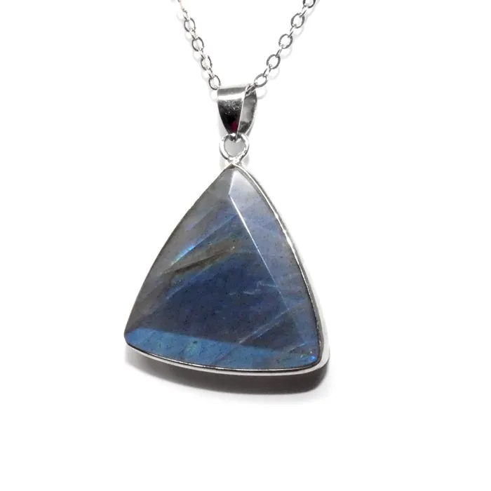 Lily Rose Jewelry Necklaces Geometric Triangle Medium Soft Labradorite Pendant 18 White Gold Necklace