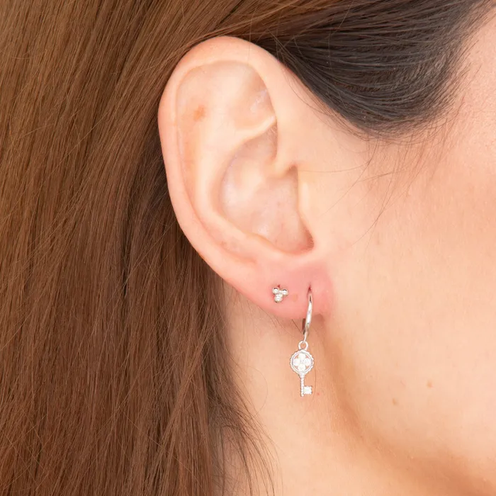 Lotus Dot Barbell Stud Cartilage Earrings Camile Stone Earrings