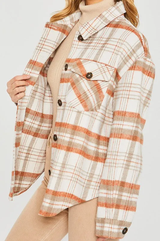 Love Tree Plaid Bust Pocket Shacket Love Tree Necklaces