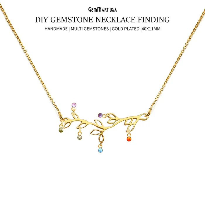 Multi Stone Drop Leaf Chandelier Earring Connector 1Pair GemMartUSA Earrings Multi Stone Drop Leaf Chandelier Earring Connector 1Pair GemMartUSA Earrings