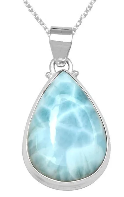 Natural Larimar 1 34 Long 925 Solid Sterling Silver Pendant With 18 Chain YoTreasure Necklaces Natural Larimar 1 34 Long 925 Solid Sterling Silver Pendant With 18 Chain YoTreasure Necklaces