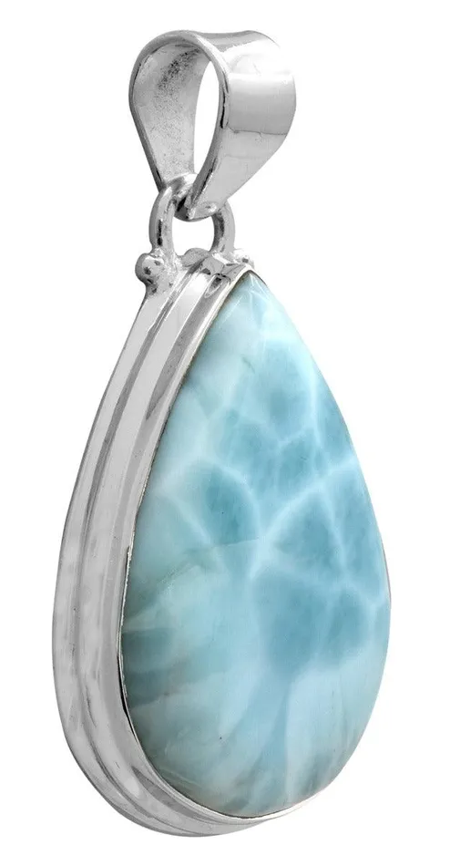 Natural Larimar 1 34 Long 925 Solid Sterling Silver Pendant With 18 Chain YoTreasure Necklaces Natural Larimar 1 34 Long 925 Solid Sterling Silver Pendant With 18 Chain YoTreasure Necklaces