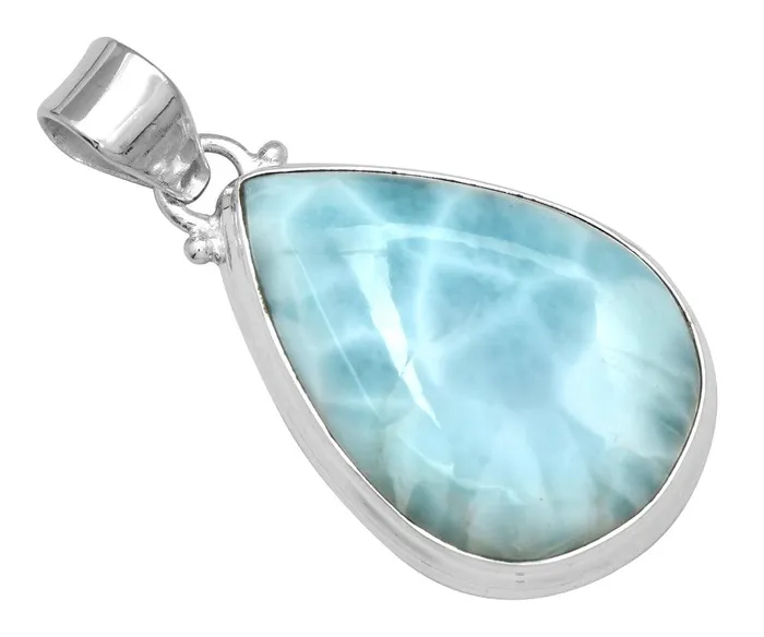Natural Larimar 1 34 Long 925 Solid Sterling Silver Pendant With 18 Chain YoTreasure Necklaces Natural Larimar 1 34 Long 925 Solid Sterling Silver Pendant With 18 Chain YoTreasure Necklaces