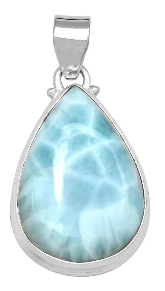 Natural Larimar 1 34 Long 925 Solid Sterling Silver Pendant With 18 Chain YoTreasure Necklaces Natural Larimar 1 34 Long 925 Solid Sterling Silver Pendant With 18 Chain YoTreasure Necklaces